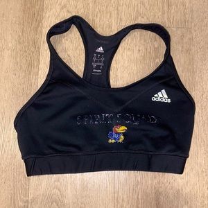 KU spirit squad black athletic sports bra